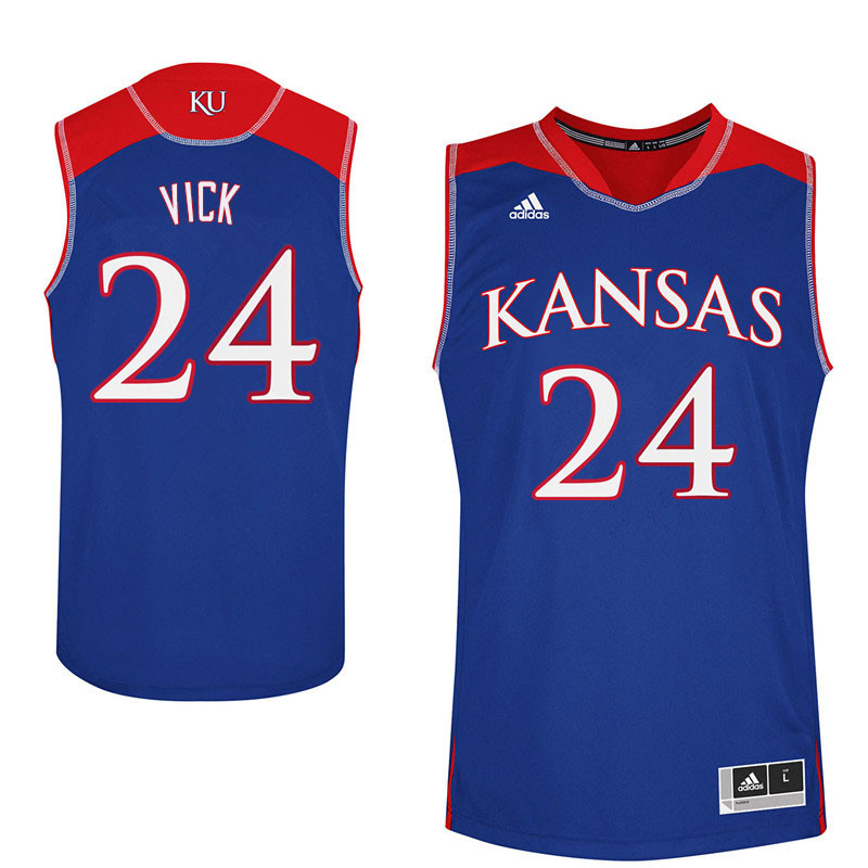 Men #24 Lagerald Vick Kansas Jayhawks College Basketball Jerseys Sale-Blue